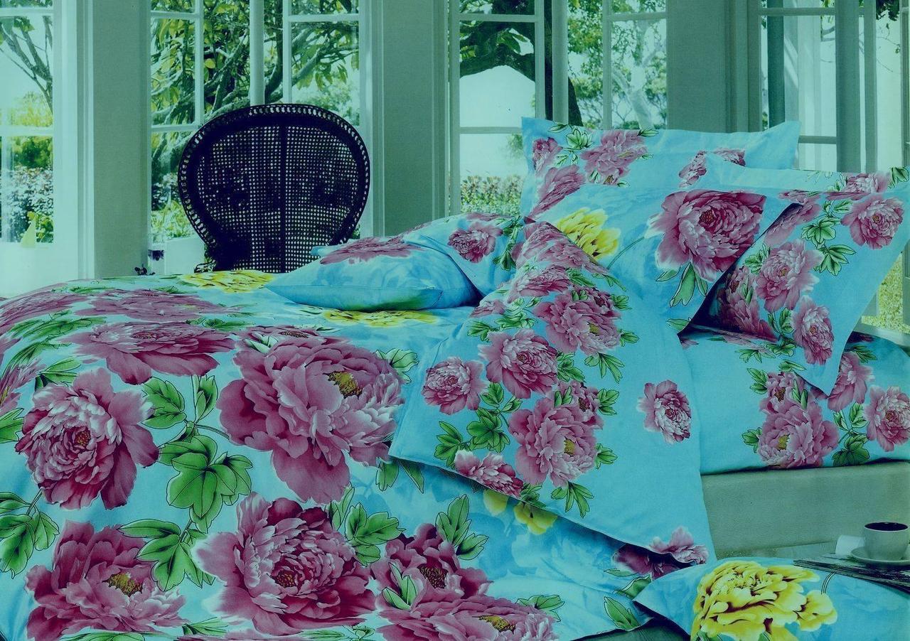 Комплект постільної білизни 160х220 блакитний з рожевим No Brand 11601, фото 1