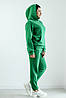 Костюм жіночий худі оверсайз з капюшоном та спортивні штани турецька тринитка колір зелений, фото 3