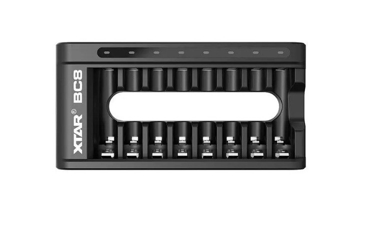Універсальне ЗУ Xtar BC8 для AA/AAA 1.5V Li-Ion/Ni-MH, USB, QC3.0, LED індикатор, 8ch, Black