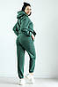 Костюм жіночий худі оверсайз з капюшоном та спортивні штани турецька тринитка колір смарагд, фото 4