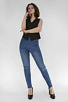 Джинси жіночі скіні з потертостями Джегінси на високій посадці Світло-синій колір Розміри 27-32, фото 2