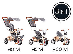 Дитячий велосипед Smoby Toys Міккі Маус металевий з козирком багажником і сумкою Сірий (741402)