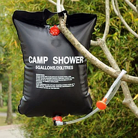 Подвесной душ для кемпинга и дачи 20л, Camp Shower, резиновый душ пакет для туризма, черный, с лейкой 543IM-65