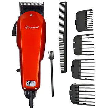 Машинка для стрижки волосся з 4 насадками, GM 1005, Червона / Професійна дротова машинка для стрижки