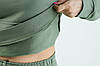 Костюм жіночий худі оверсайз з капюшоном та спортивні штани турецька тринитка колір оливковий, фото 8