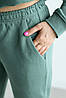 Костюм жіночий худі оверсайз з капюшоном та спортивні штани турецька тринитка колір світлий хакі, фото 10