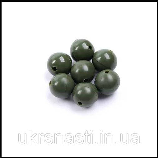 Рибальські Намистини щільна гума 10шт d - 8 мм намистини для фідера (зелені), фото 1