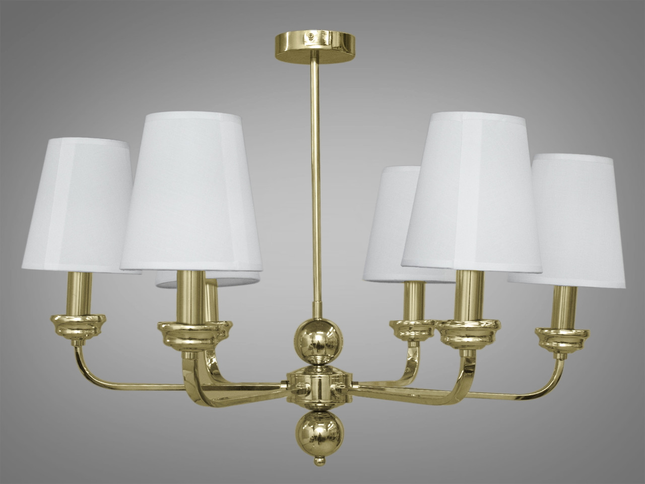 Незвичайна люстра з класичними абажурами, колір золото, на 6 ламп 1012-6G-LS