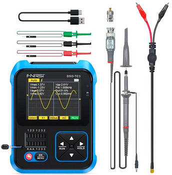 FNIRSI DSO-TC3 (set 2, with BNC-probe ) портативний осцилограф, 1 х 500 кГц, з функцією тестера