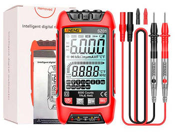 ANENG, SZ01, мультиметр TrueRMS, відліків: 6000, напруга: 600В, струм: 10А, опір: 60MОм, детектування NCV