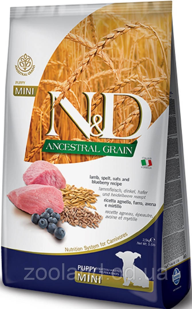 156389 Farmina N&D LG Puppy Mini Ягня й Чорниця, 7 кг