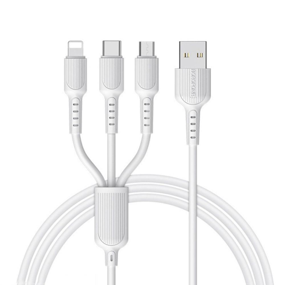 USB Borofone BX16 3-in-1 Easy IP+Micro+Type-C