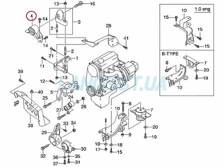 Подушка двигуна Матіз OEM (задня права) 96322963, фото 2
