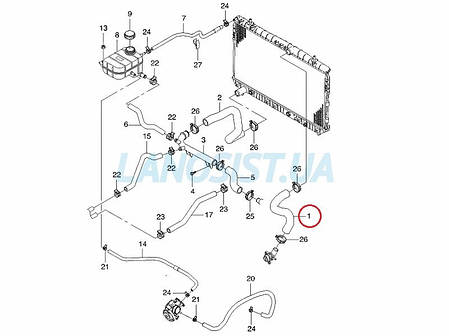 Патрубок радіатора Лачетті 1.6 Parts Mall (верхній) PXNLC008, фото 3