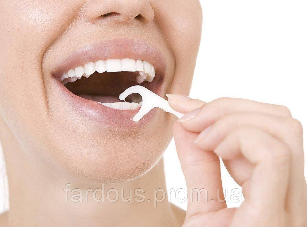Зубна нитка (флосси) з пластмасовим тримачем і зубочисткою, 50 шт/уп
