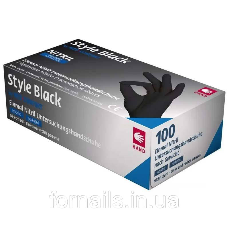 Рукавички нітрил неопудрені нестерильні Style Black 100 шт, M