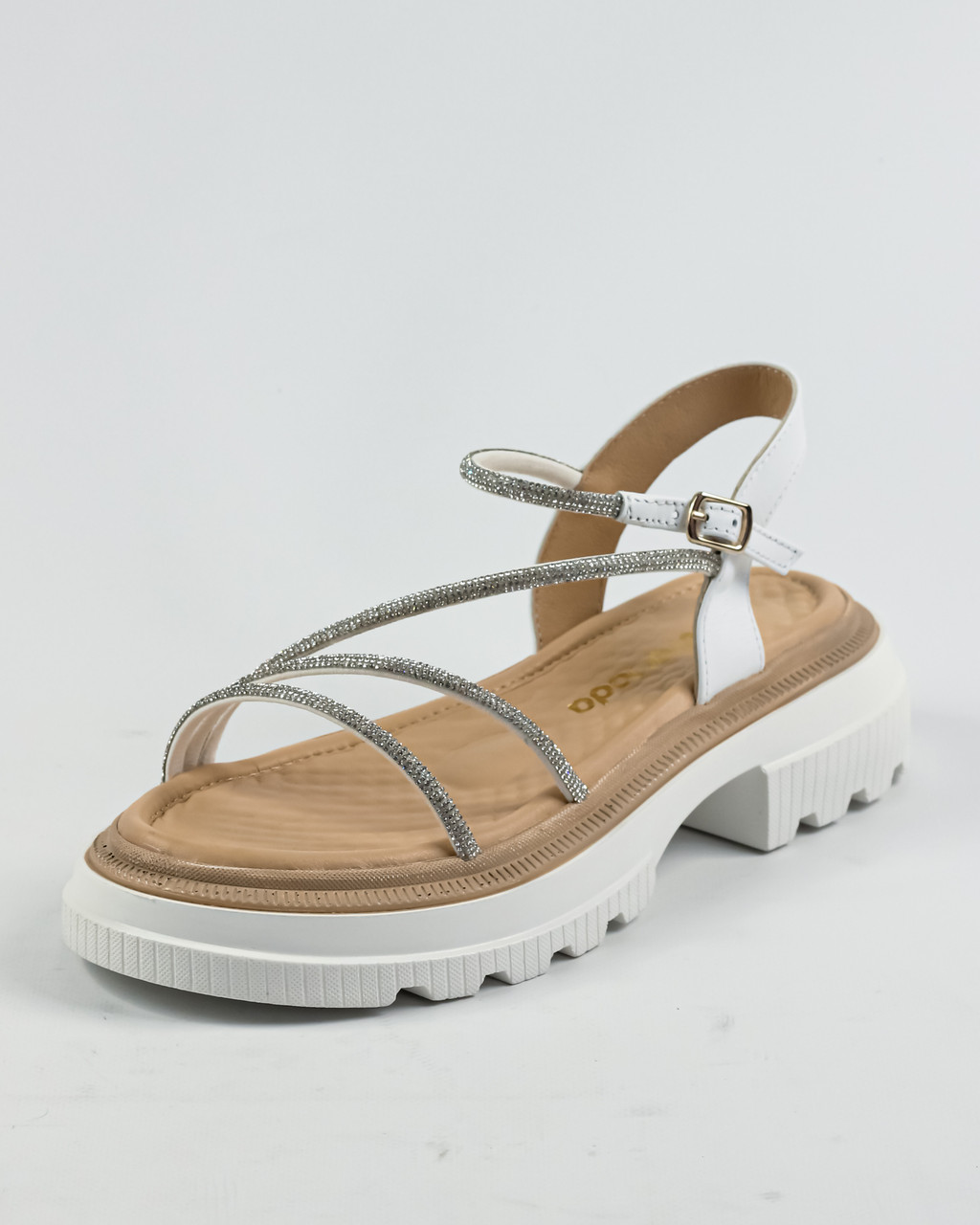 Босоніжки зі стразами Evromoda 6811440 38 Біла шкіра 36