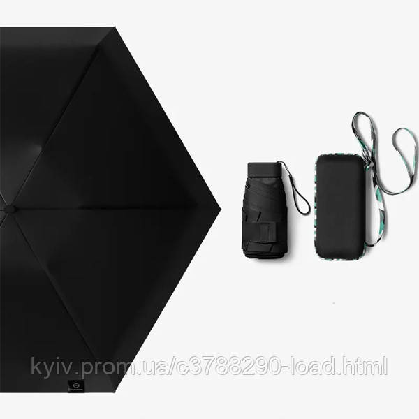 Міні парасолька кишенькова, компактна парасолька складана GD-ONE (всесезонна, чорна)