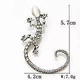 Кафф кліпс на вухо Ящірка кристали сережка Earcuff, фото 5