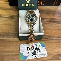Брендовий наручний годинник унісекс Rolex Golden Black Marble