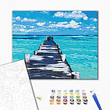 Картина за номерами природа Лазурна дорога Океан Місток 40х50 см Набір для розпису на полотні Brushme BS52180, фото 2