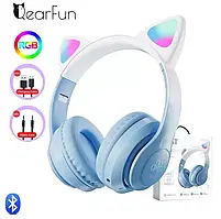 💜Навушники бездротові накладні Котячі Вушки Cat STN-28 PRO рожевий, м'ятний, блакитний, бузковий