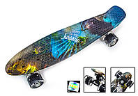 Penny Board "Динозавр" Сяючі колеса, Пенні борд з принтом, фото 3