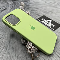 Чехол Silicone case для iPhone 12 pro max с закрытым низом микрофиброй силиконовый противоударный 25. Мятный (Mint)