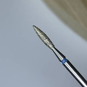 007 Фреза алмазне полум'я гостре синє діаметр 2,1 мм робоча частина 8 мм