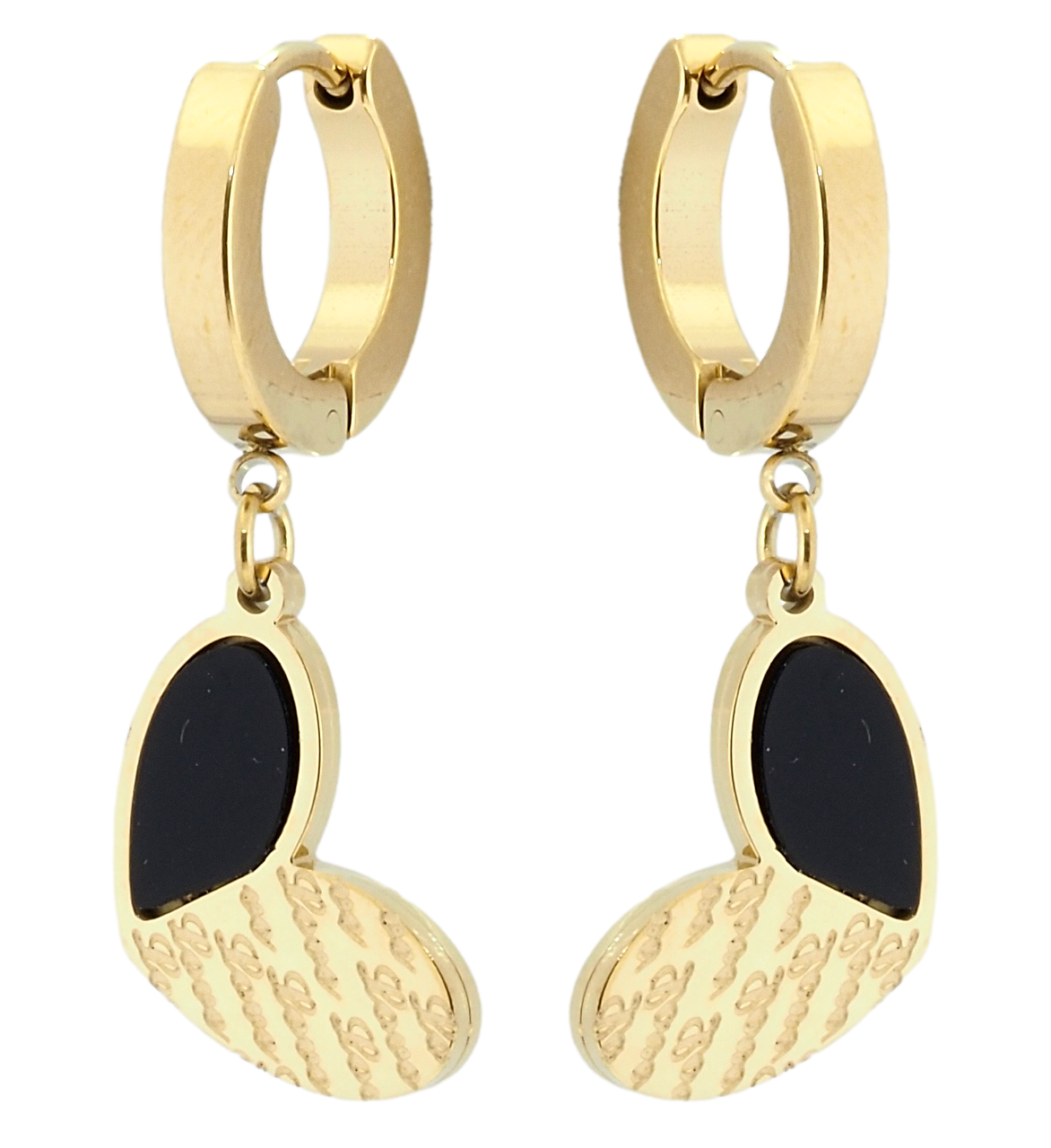 Сережки Xuping TTM Stainless Steel колір 14K підвіски на колечках "Сердечки Love"