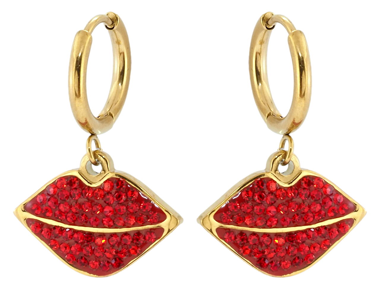 Сережки Xuping TTM Stainless Steel колір 14K підвіски на колечках "Поцілуночки"