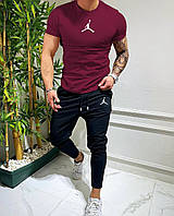 Комплект мужской бордовая футболка + штаны Jordan Демисезон
