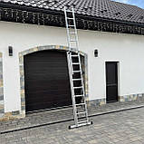 Драбина алюмінієва універсальна розкладна HIGHER 3х9 Стремянка Лестница складная 5.42м - 6.25м ПОЛЬША, фото 4