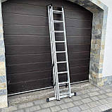 Драбина алюмінієва універсальна розкладна HIGHER 3х9 Стремянка Лестница складная 5.42м - 6.25м ПОЛЬША, фото 8