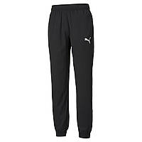 Штаны спортивные Puma Active Woven Pants 586733 01 (черные, мужские, полэстер, прямые с манжетом, бренд пума)