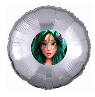 Наклейка "Мавкa лісова" кругла розміром 11,5 см (поштучно, без кулі) на кулю 18"