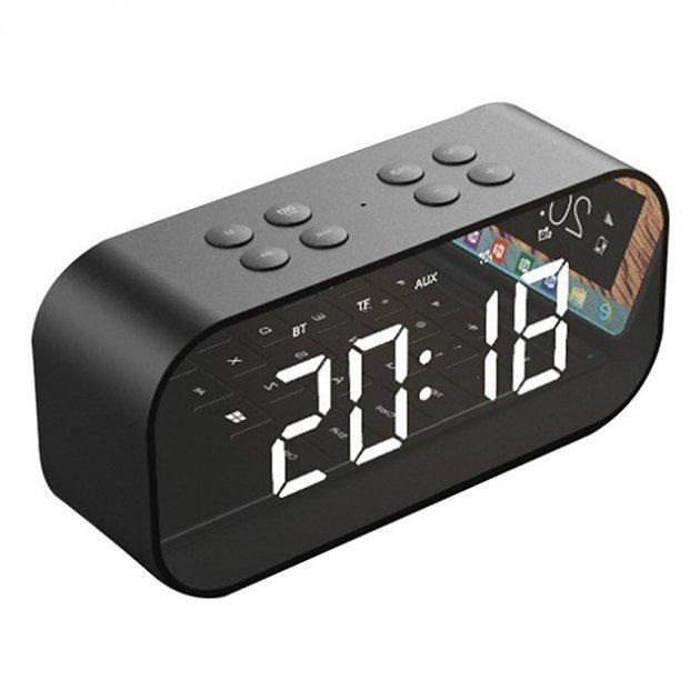 Бездротовий настільний годинник-колонка BT501 з функцією Bluetooth і LED-дисплеєм (Чорний)