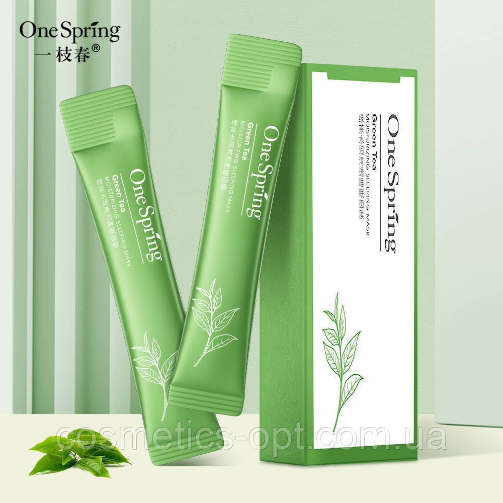 ПРИМ’ЯТЕ ПАКУВАННЯ! Нічна маска із зеленим ніж OneSpring Green Tea Moisturizing Mask, 4 ml