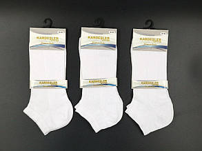 Жіночі короткі шкарпетки Kardesler в сітку, літні бавовняні однотонні. Розмір 36-40, 12 пар/уп. білі