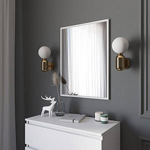 Дзеркало навісне, настінне дзеркало над комодом, туалетним столиком D-4 Біле