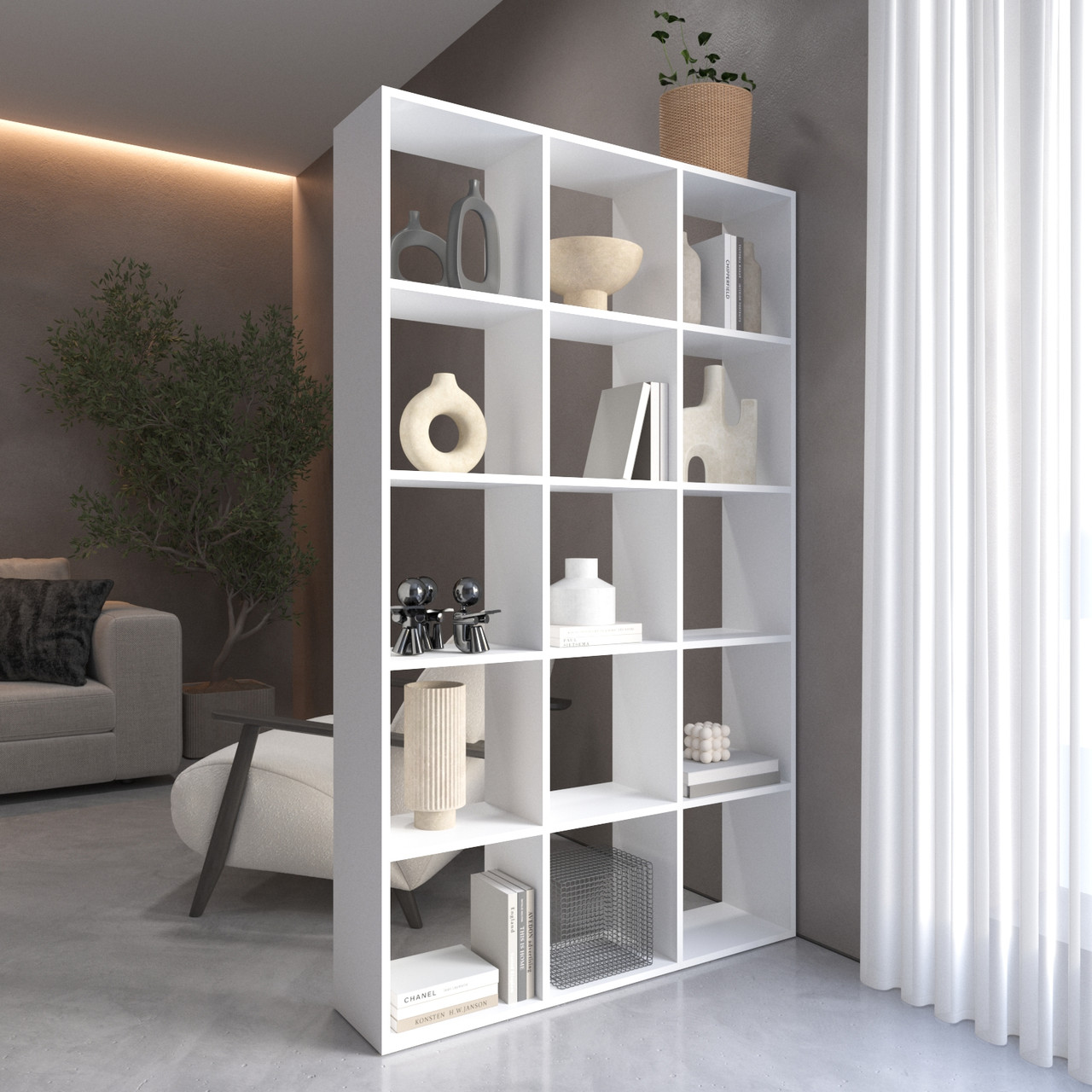 Стелаж VAYS M-2, книжкова полиця на 15 комірок, ЛДСП, 108×29×178 см - для дому, офісу, дитячої або вітальні, фото 1