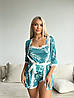 Жіноча піжама трійка Eliz кольору морської хвилі: халат, шорти та майка, фото 7