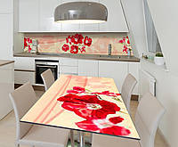 Наклейка 3Д виниловая на стол Zatarga «Красное покрывало» 600х1200 мм для домов, квартир, столов, кофейн, кафе