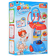 Ігровий набір доктора (з візком, 14 предметів, на батарейках, аксесуари, звук, світло, в коробці) 661-170, фото 4