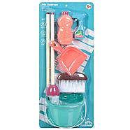 Дитячий ігровий набір для прибирання (7 предметів, віник, швабра, совок, флакони) XG2-21A, фото 2