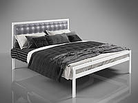 Кровать металлическая с вставкой кожзам Герань Тенеро