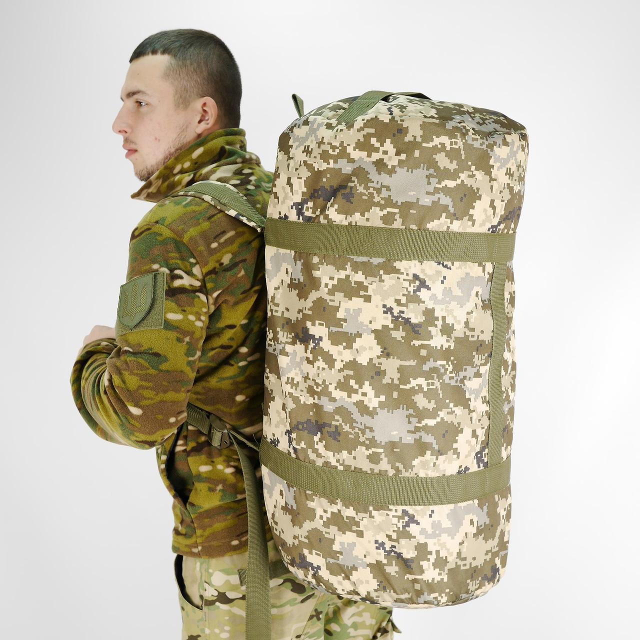Баул военный 80 литров ВСУ, Армейский вместительный баул-рюкзак для вещей 80л, Сумка-баул транспортный Оксфорд - фото 10 - id-p1794705634