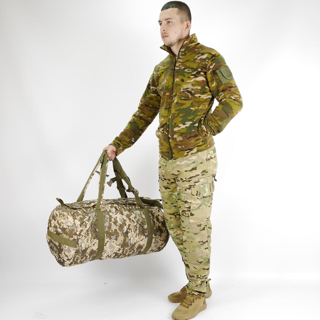 Баул военный 80 литров ВСУ, Армейский вместительный баул-рюкзак для вещей 80л, Сумка-баул транспортный Оксфорд - фото 2 - id-p1794705634