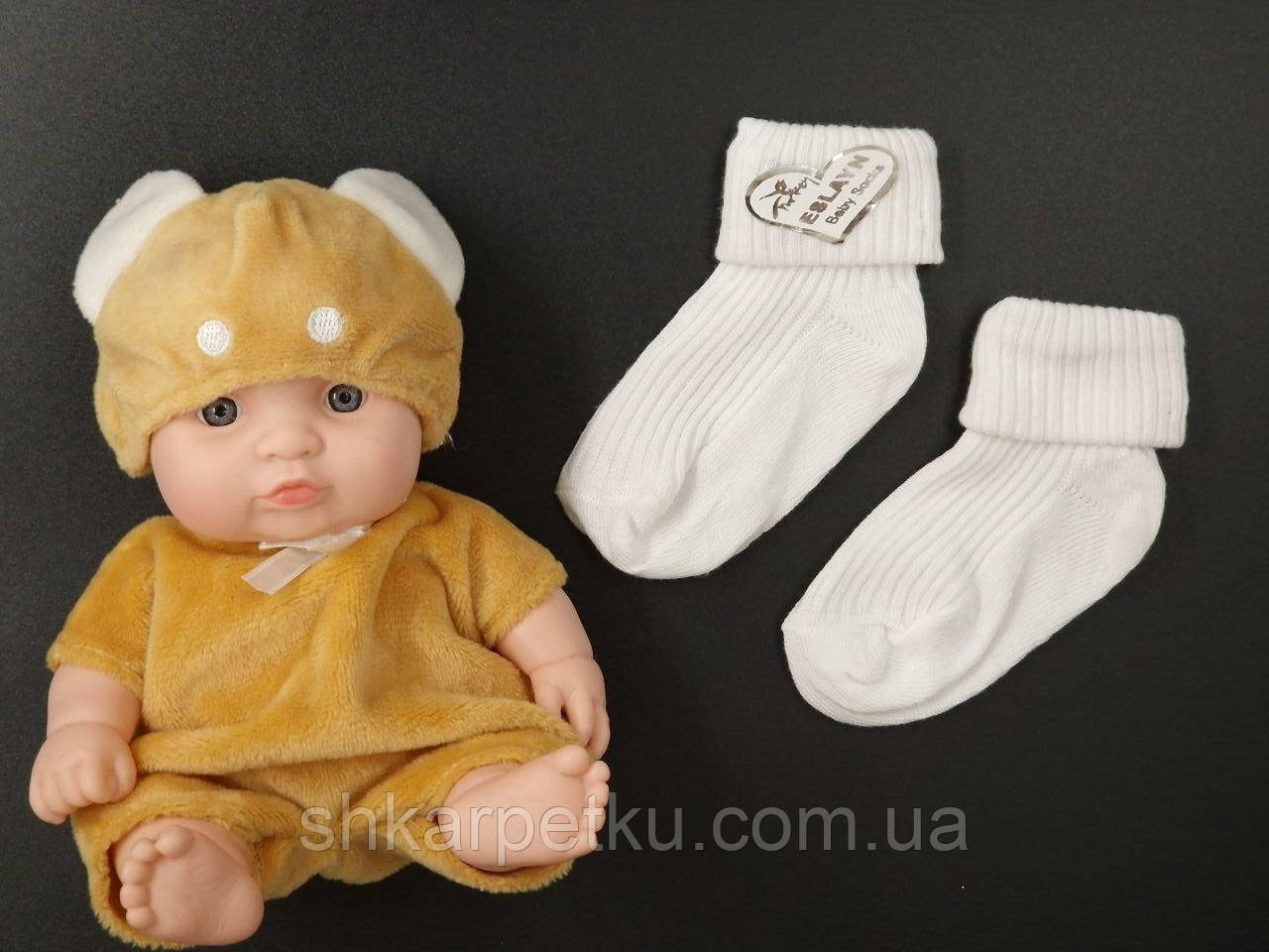 Шкарпетки бавовна для немовлят Eslayn для дівчаток і хлопчиків 0 років 12 пар/уп білі, фото 1