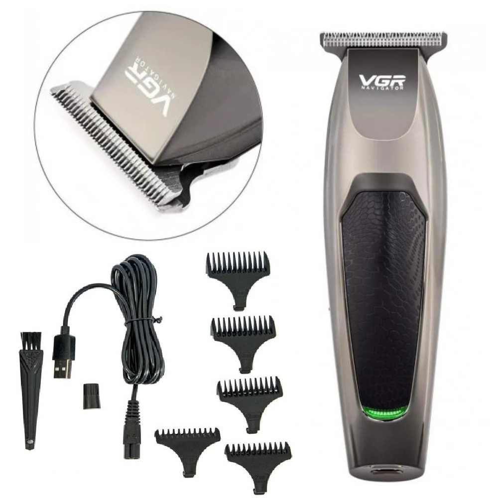 Акумуляторна перукарська машинка 5 насадок VGR V030 / Машинка для стрижки бороди, фото 1